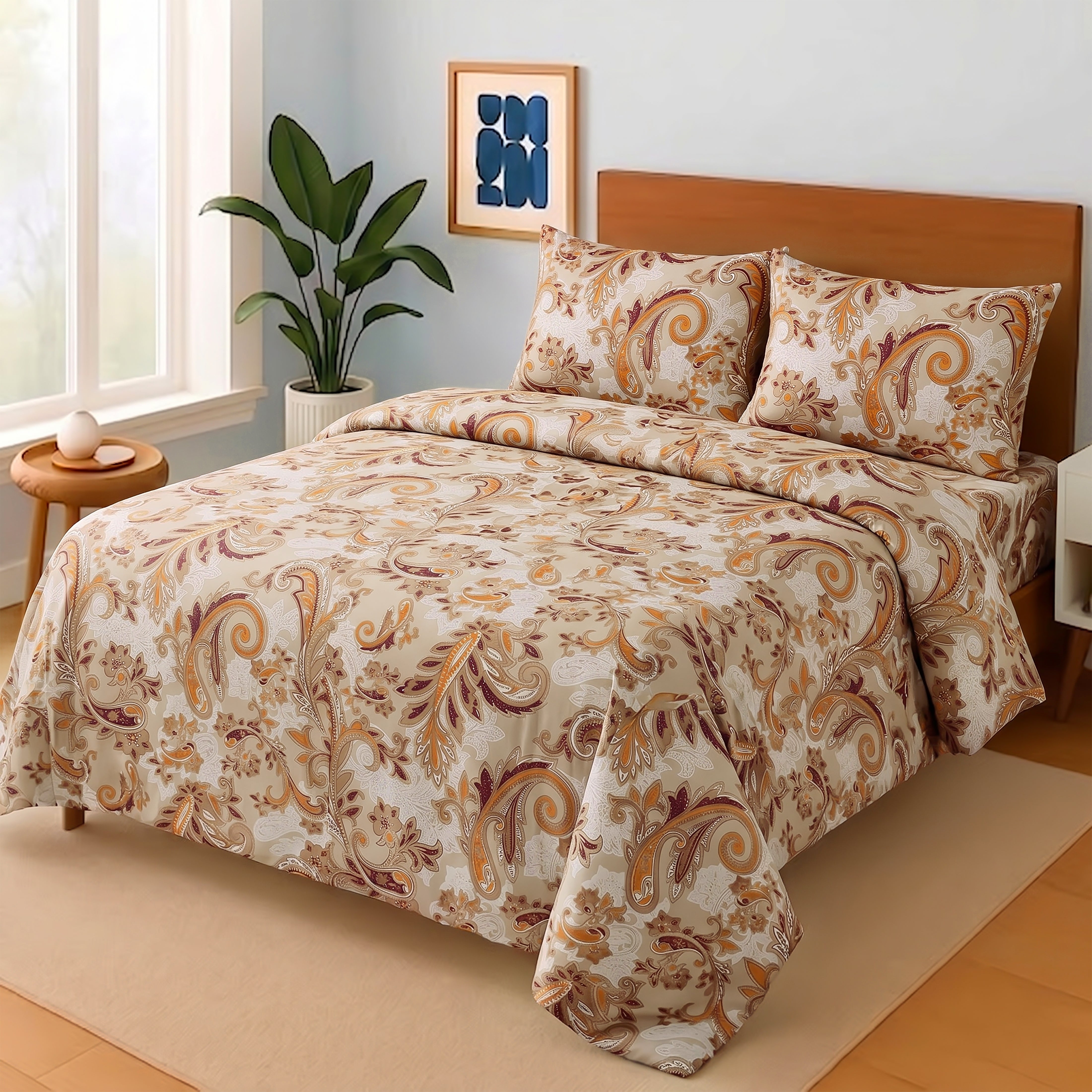 3 Pcs Cotton Bed Sheet Set