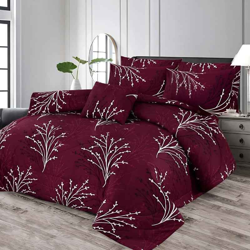 Premium Summer King Size Soft Cotton Comforter Set - 7-Piece