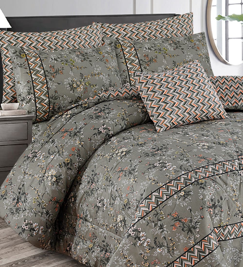 Premium Summer King Size Soft Cotton Comforter Set - 7-Piece