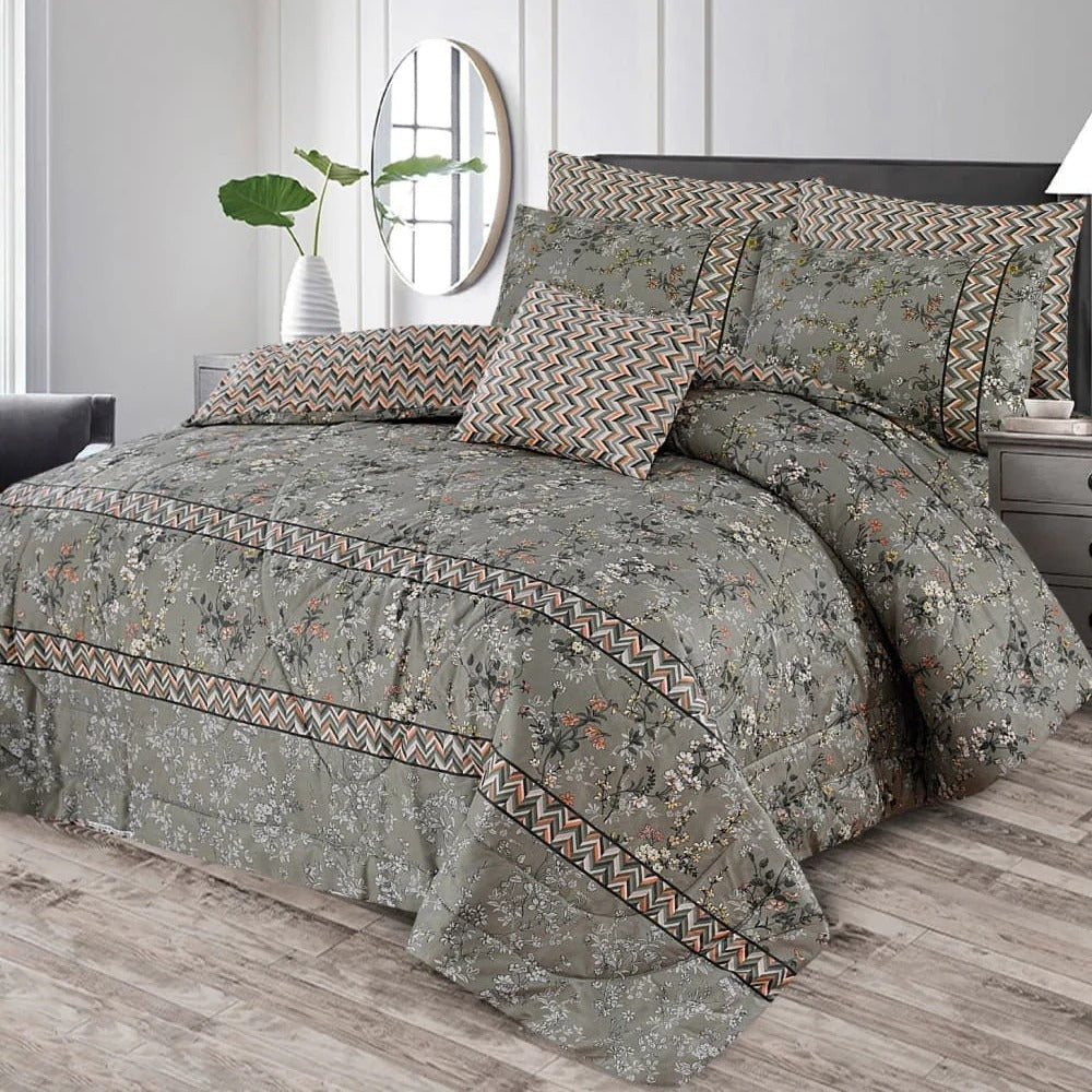 Premium Summer King Size Soft Cotton Comforter Set - 7-Piece