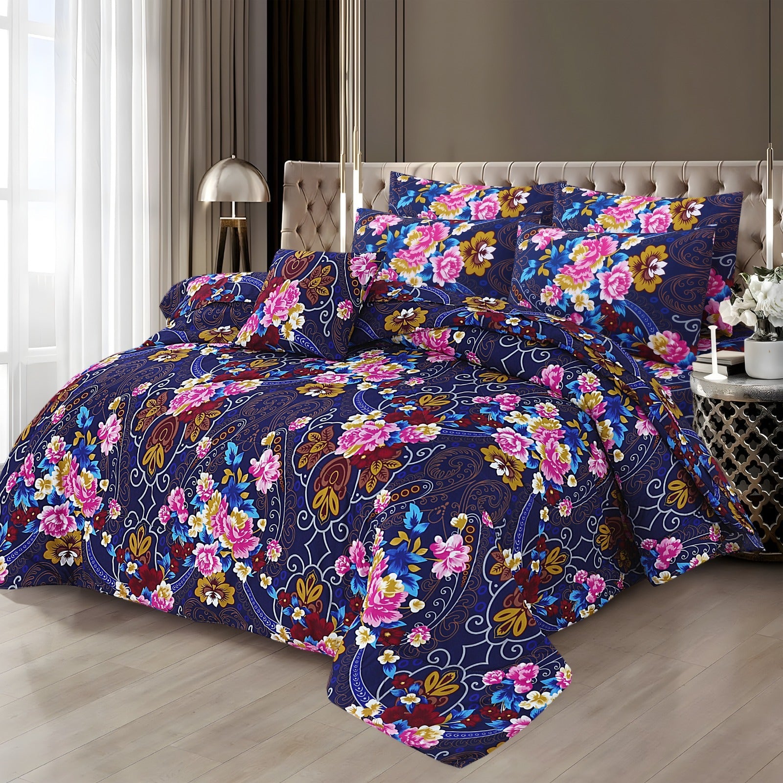 Premium Summer King Size Soft Cotton Comforter Set - 7-Piece