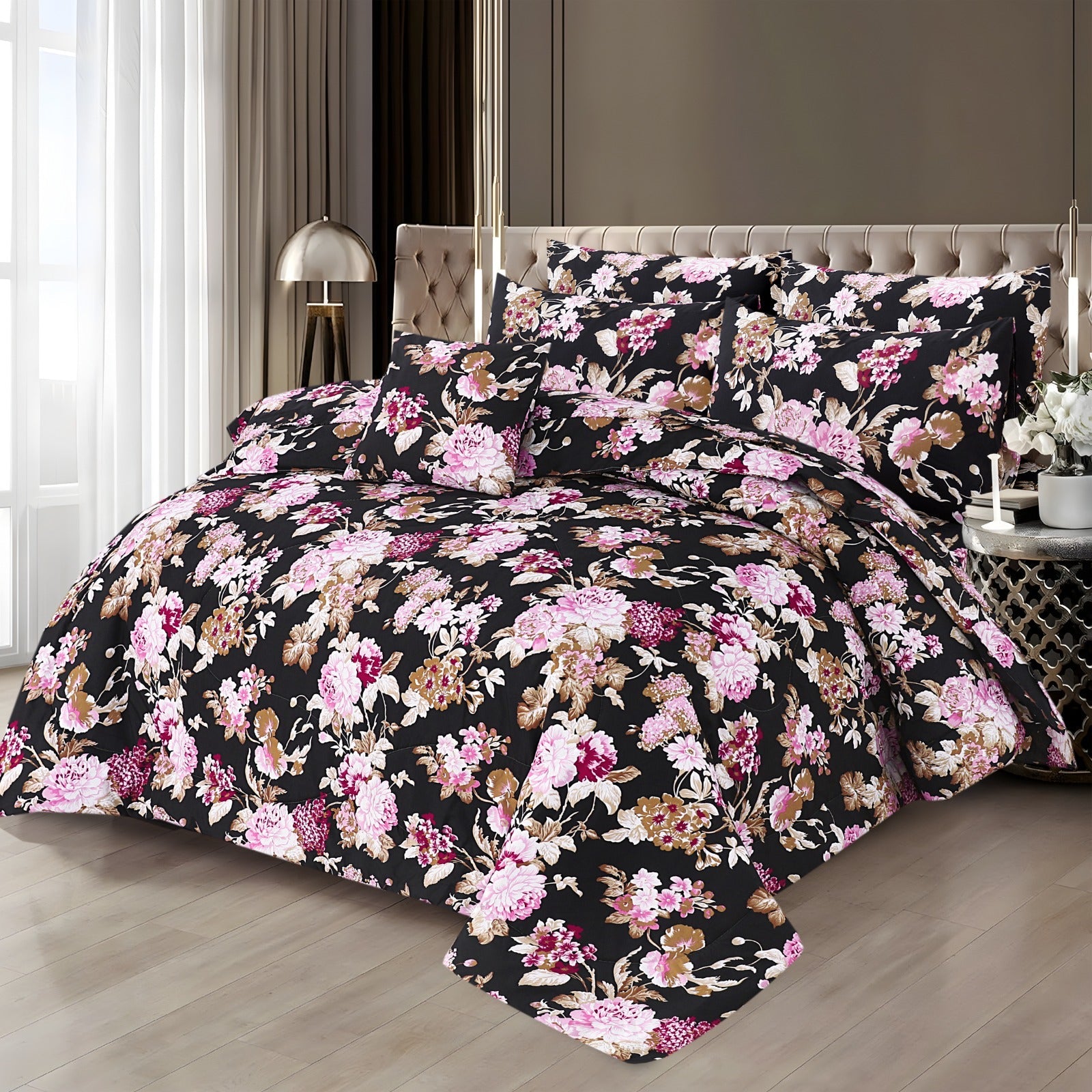 Premium Summer King Size Soft Cotton Comforter Set - 7-Piece
