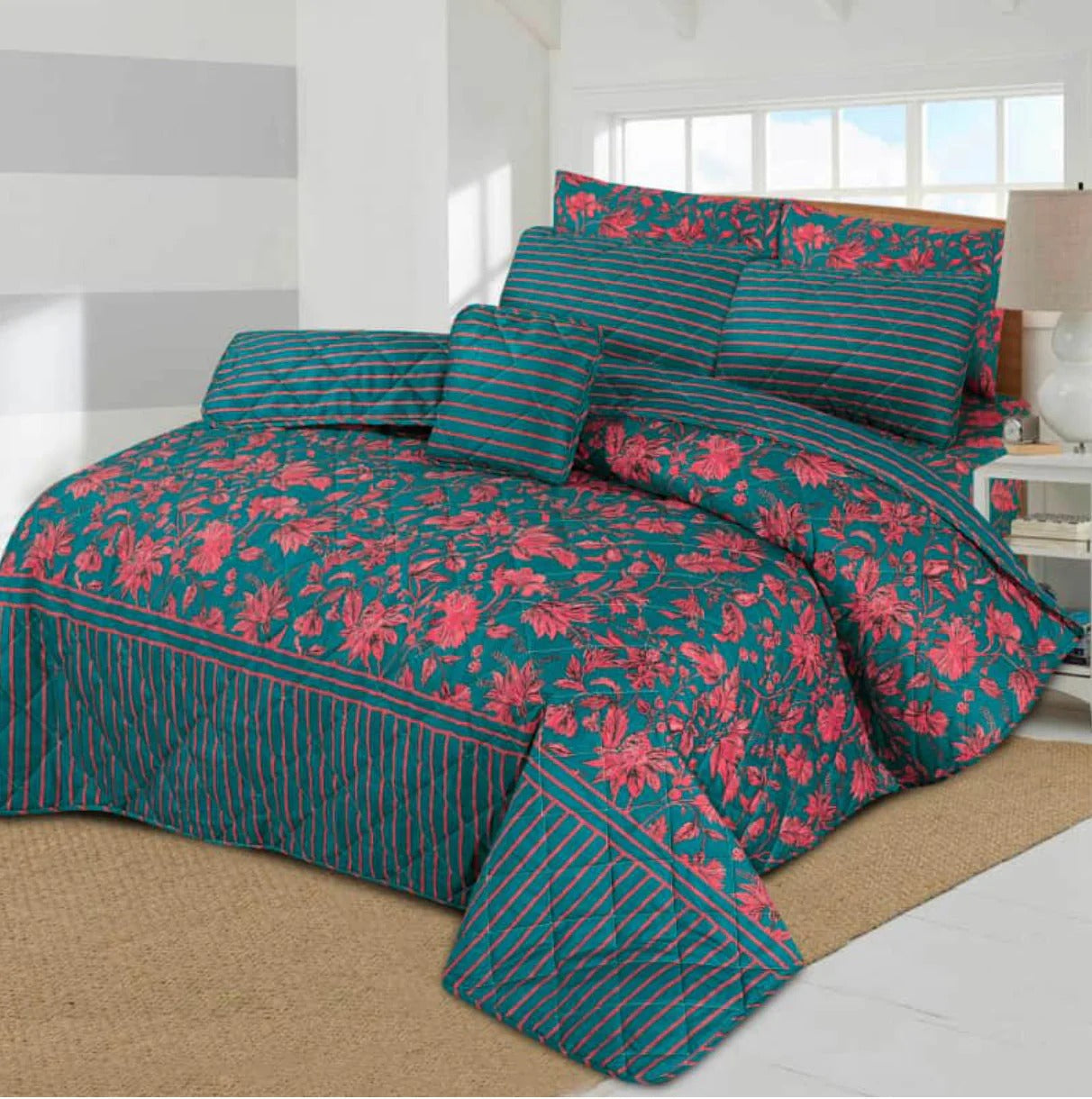 Premium Summer King Size Comforter Set - 7-Piece