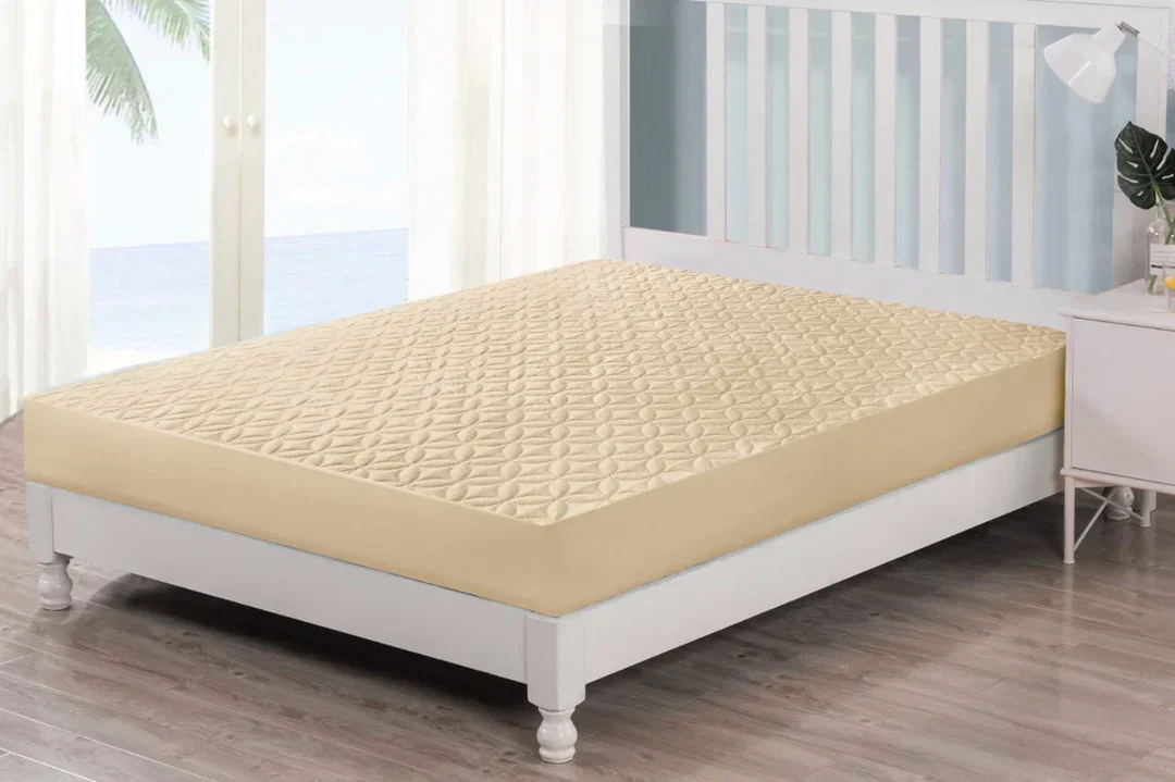 Cream Beige Quilted Mattress Protector