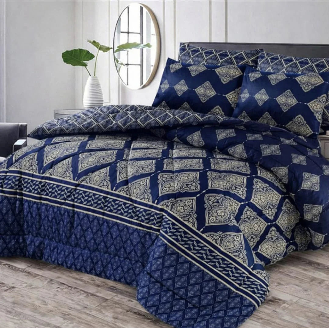 Premium Summer King Size Soft Cotton Comforter Set - 7-Piece
