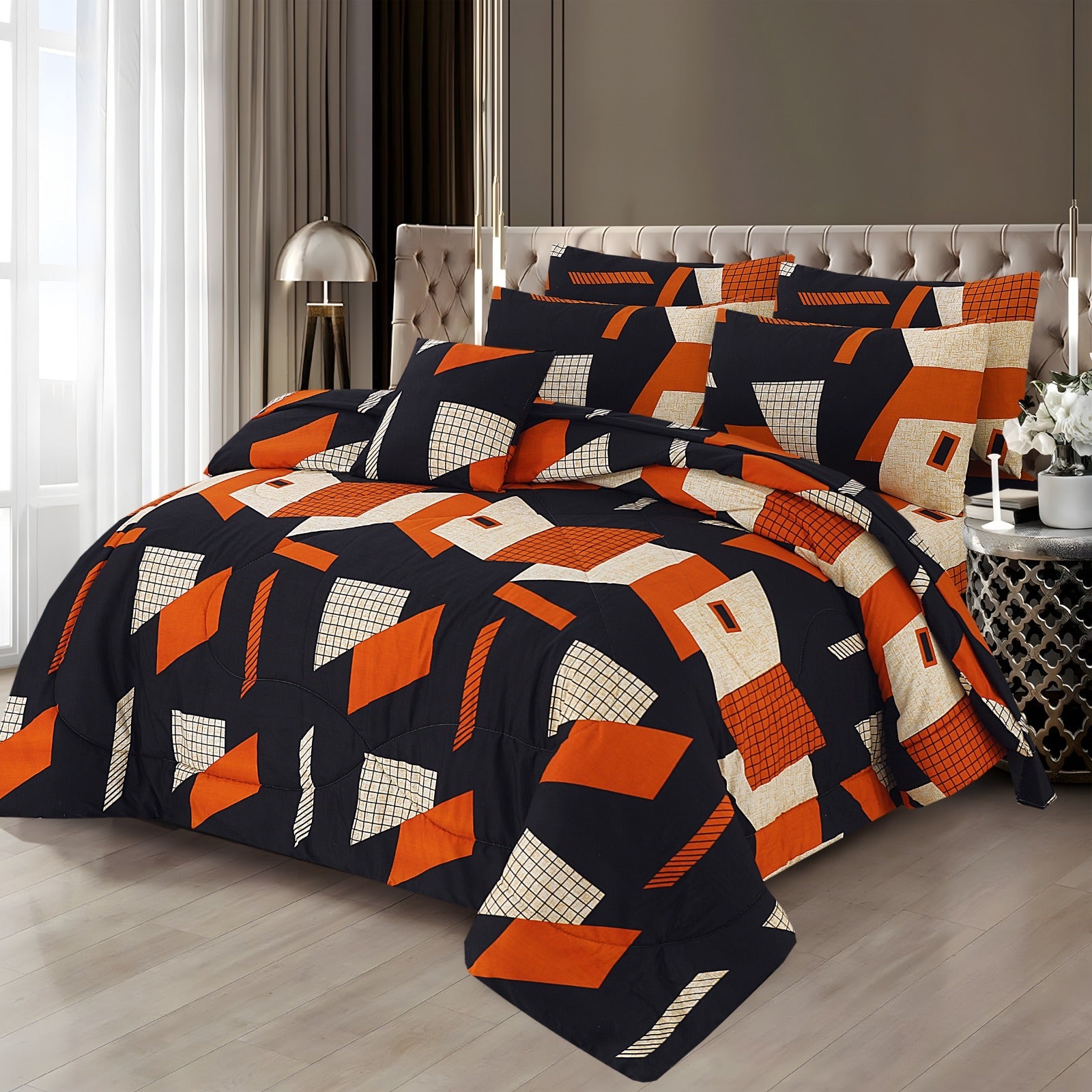 Premium Summer King Size Soft Cotton Comforter Set - 7-Piece