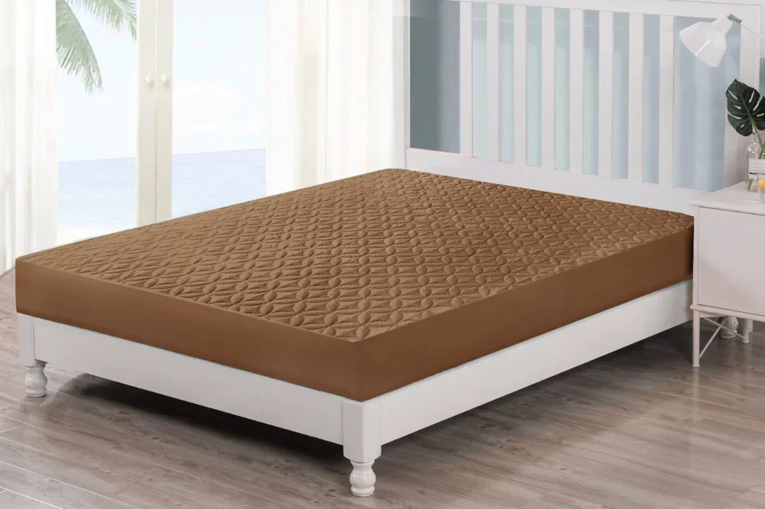 Camel Brown Quilted Mattress Protector