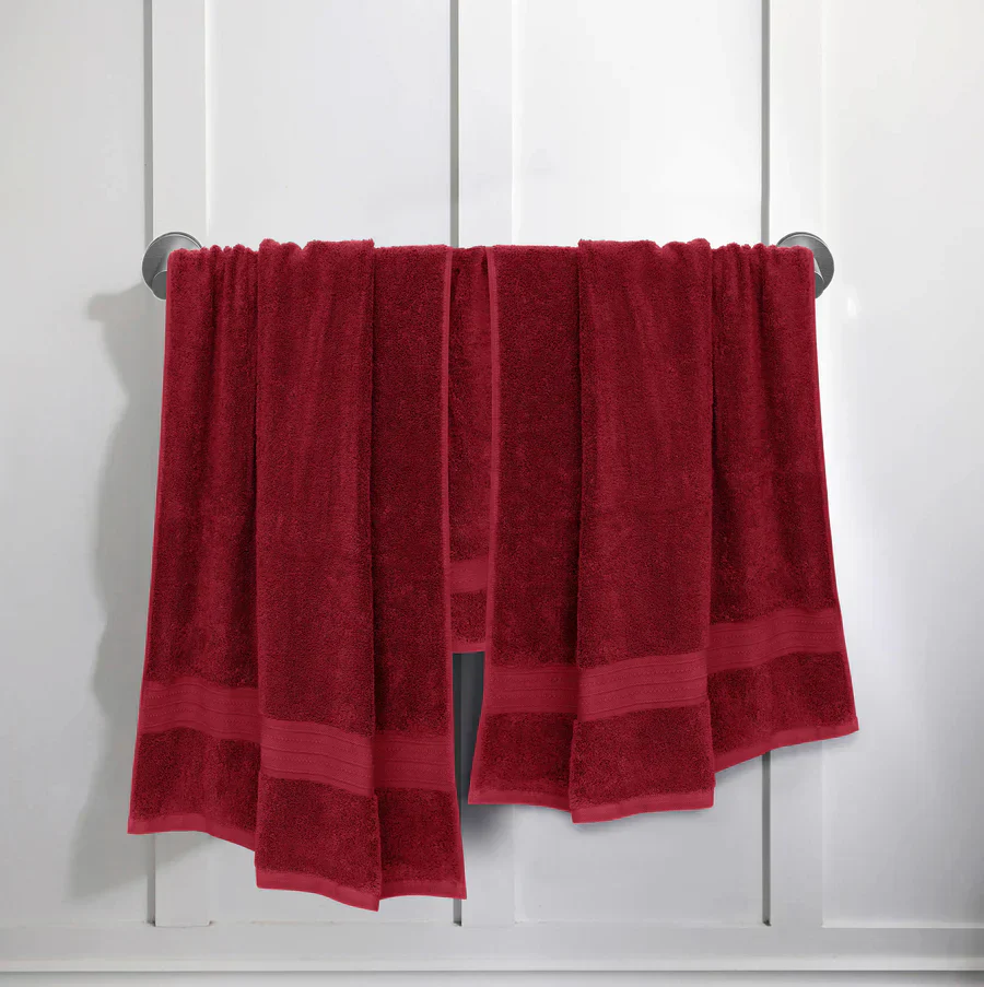 Crimson Red Premium Bath Towel Set