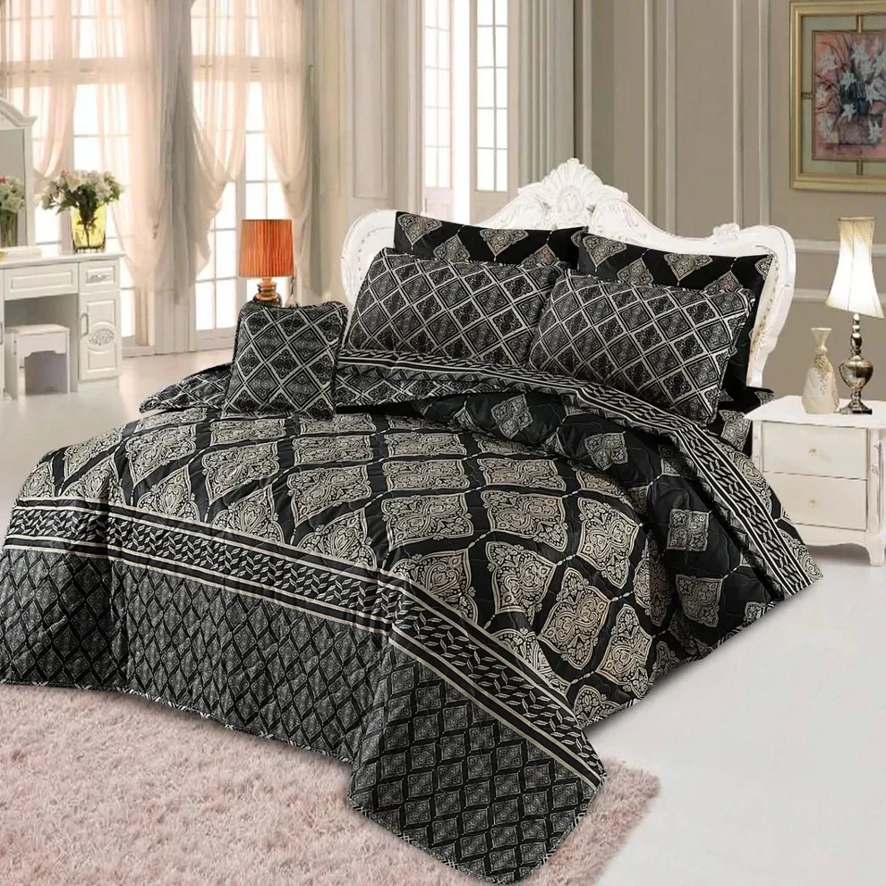 Black Golden Moroccan Comforter Set
