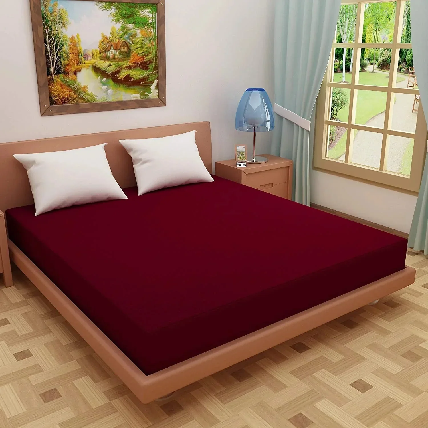 Maroon Waterproof Mattress Protector