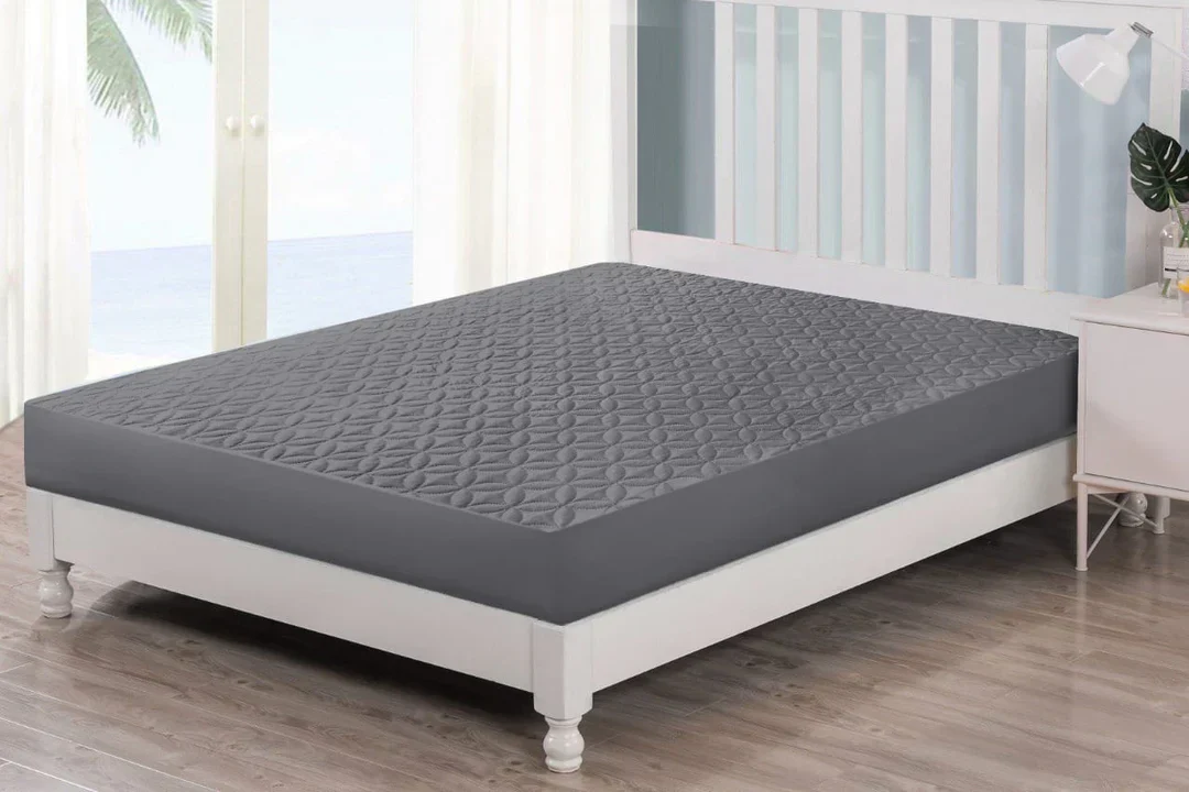 Grey Quilted Mattress Protector