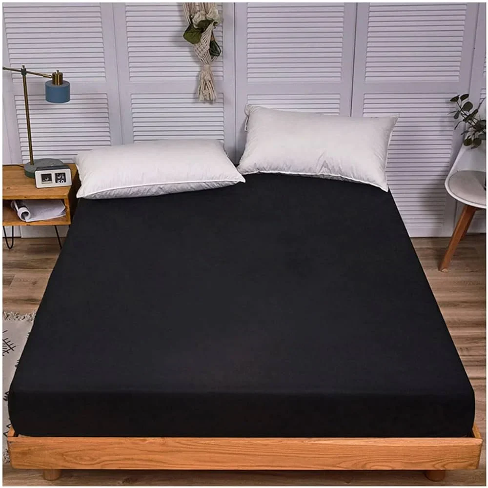 Solid Black Waterproof Mattress Protector